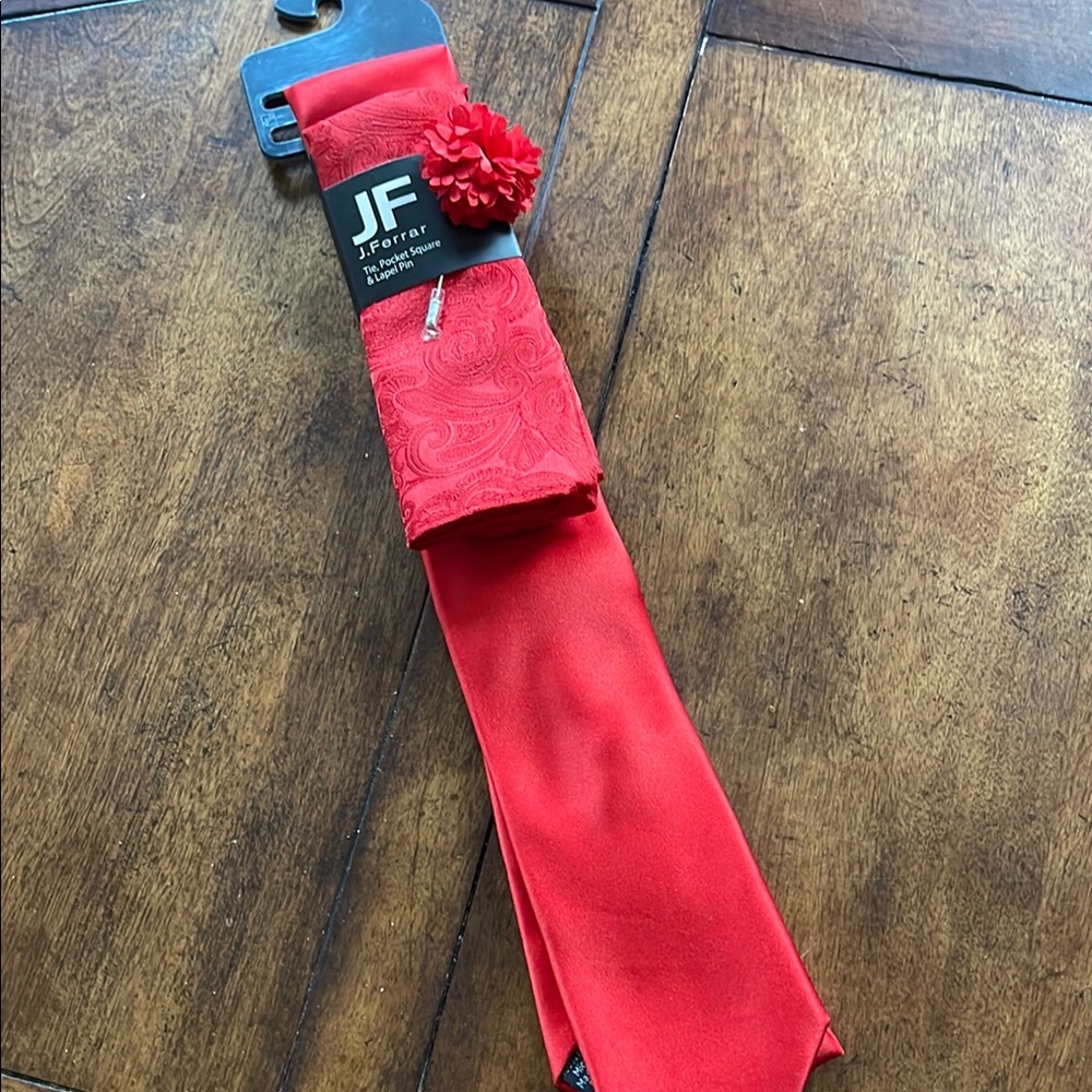 JF J. Ferrar Red Paisley Tie